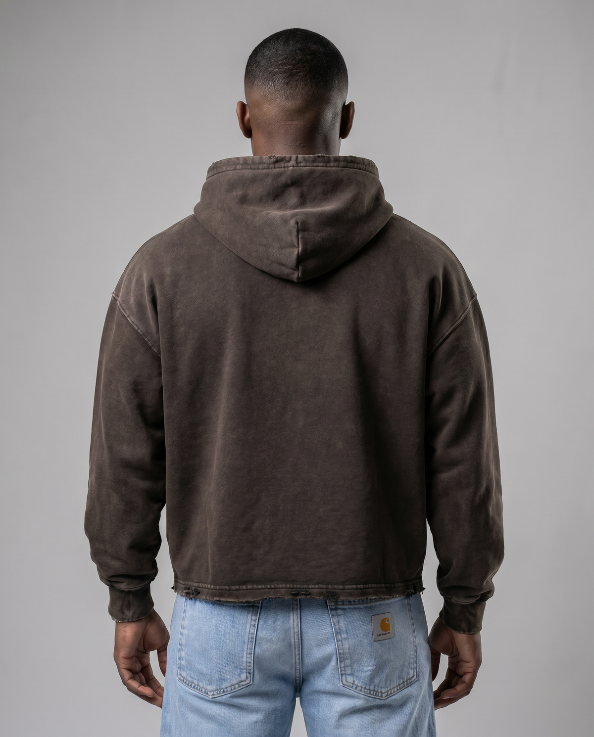 Vintage Washed Frayed-Hem Hoodie