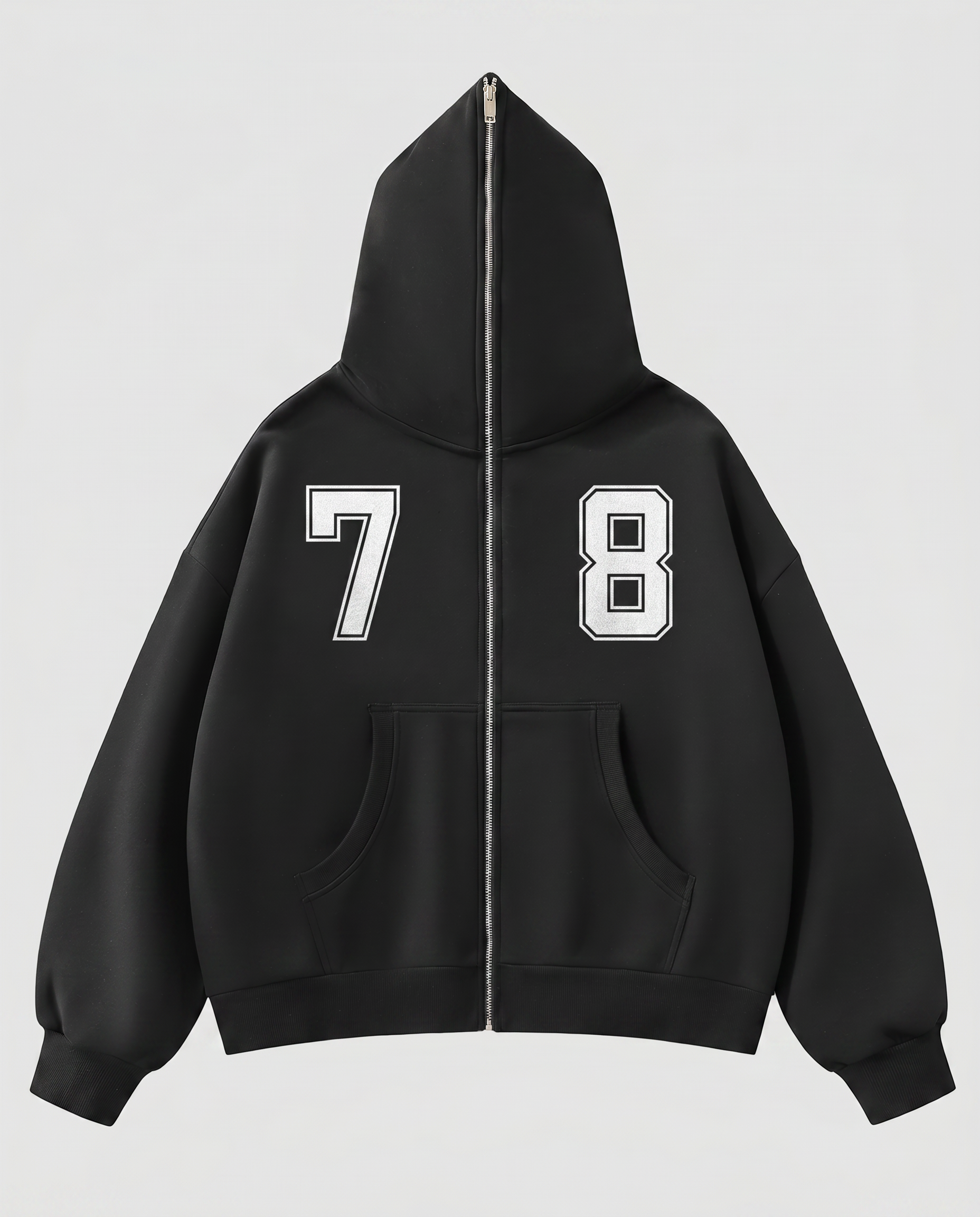 Fleeced Full-Zip Boxy Hoodie