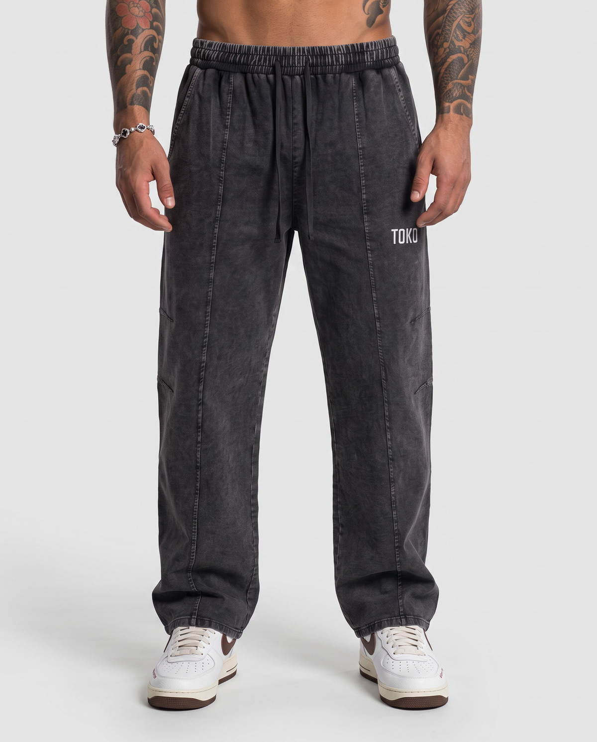 Snow Wash Drawstring Cotton Pants