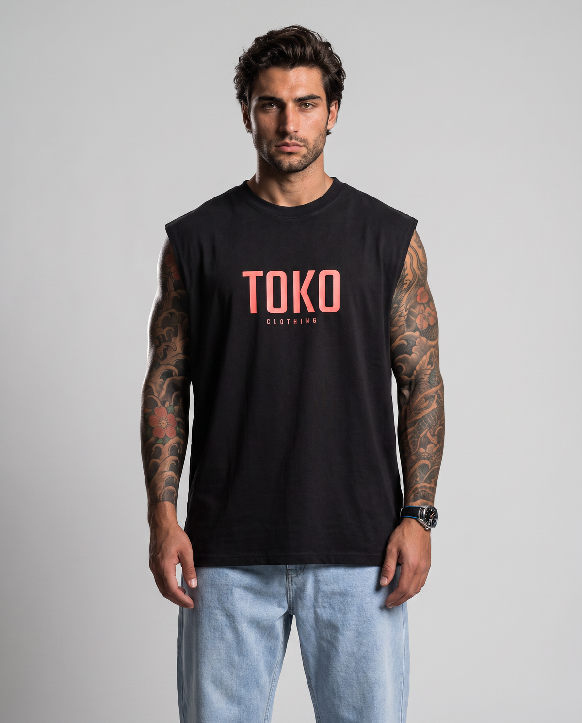 Raw Edge Cotton Tank Top