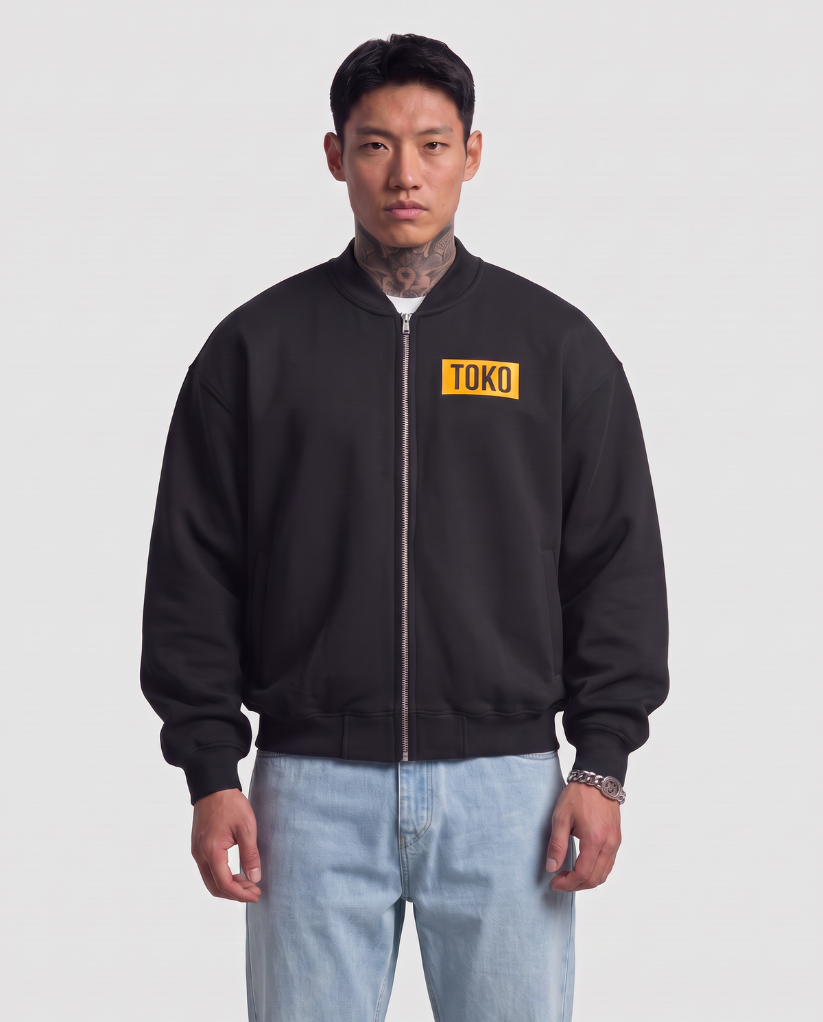 Essential Zip-Up Fleeced Varsity Jacket