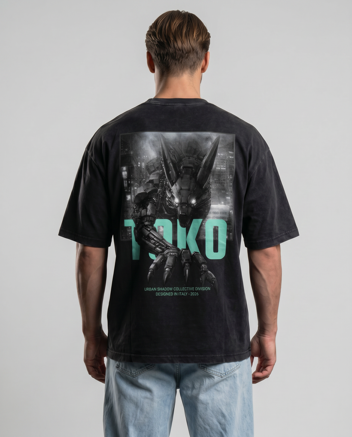 Snow Washed Oversized Cotton Fox T-Shirt