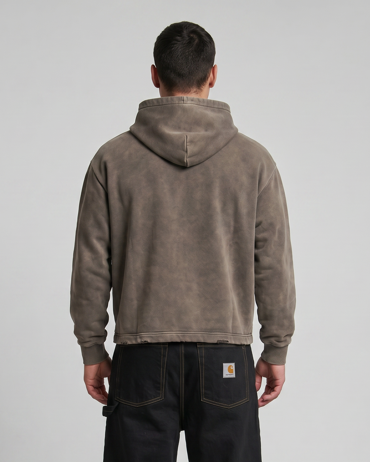 Vintage Washed Frayed-Hem Hoodie