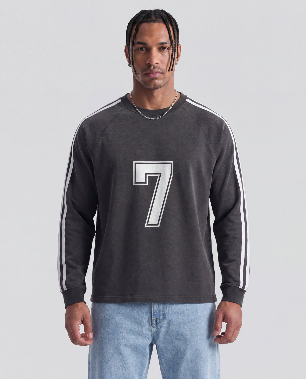 Snow Washed Contrast Tape Sweatshirt