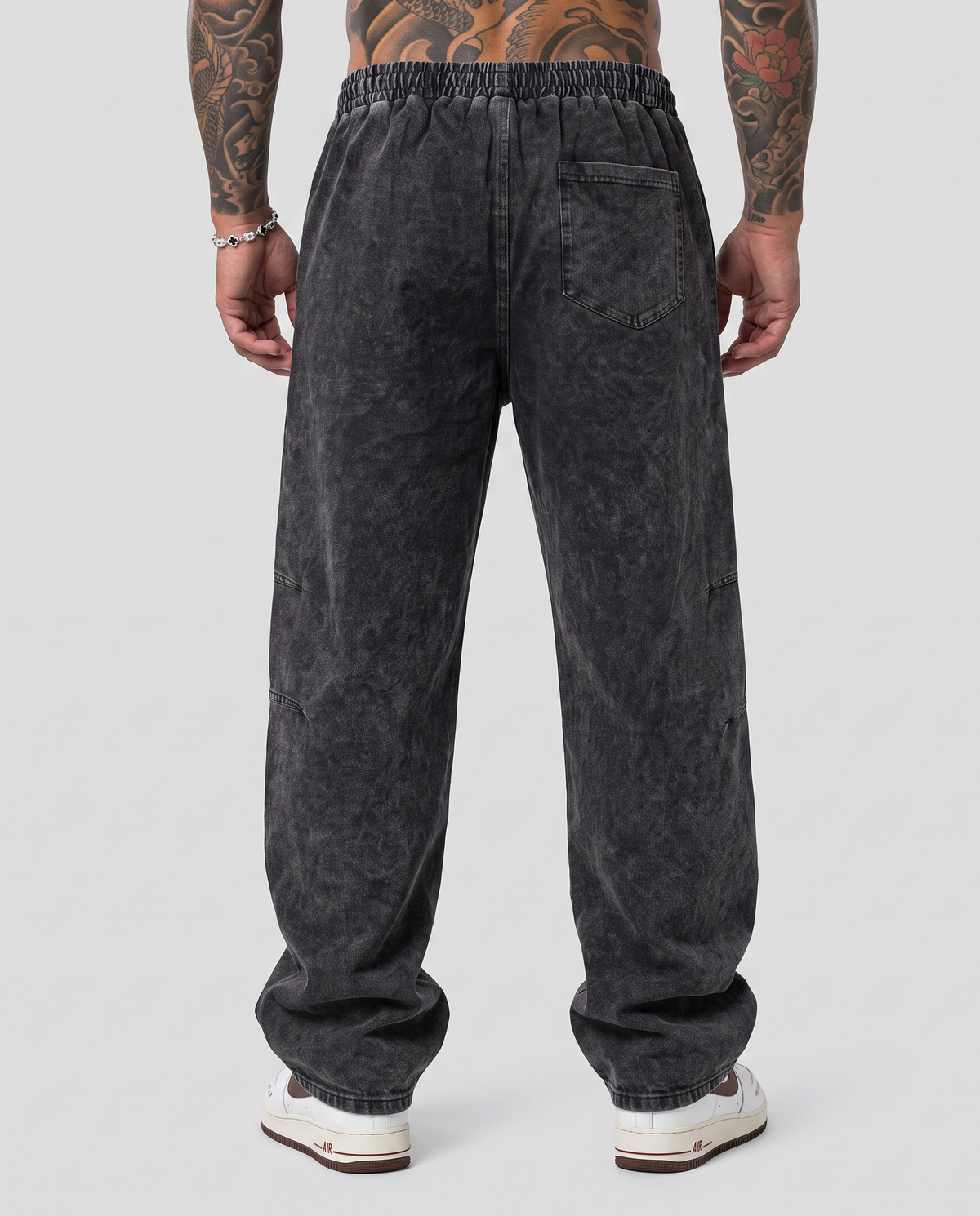 Snow Wash Drawstring Cotton Pants