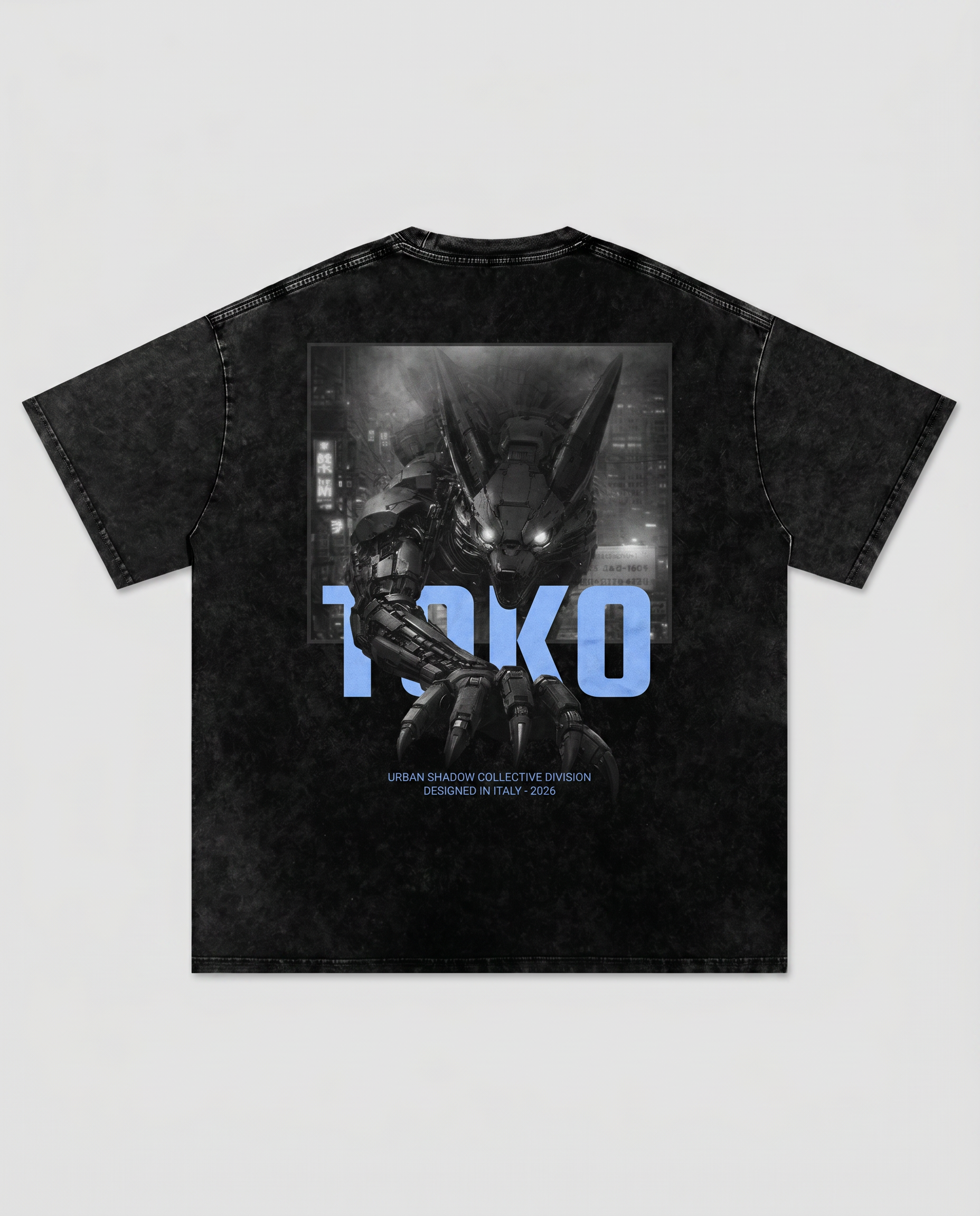 Snow Washed Oversized Cotton Fox T-Shirt