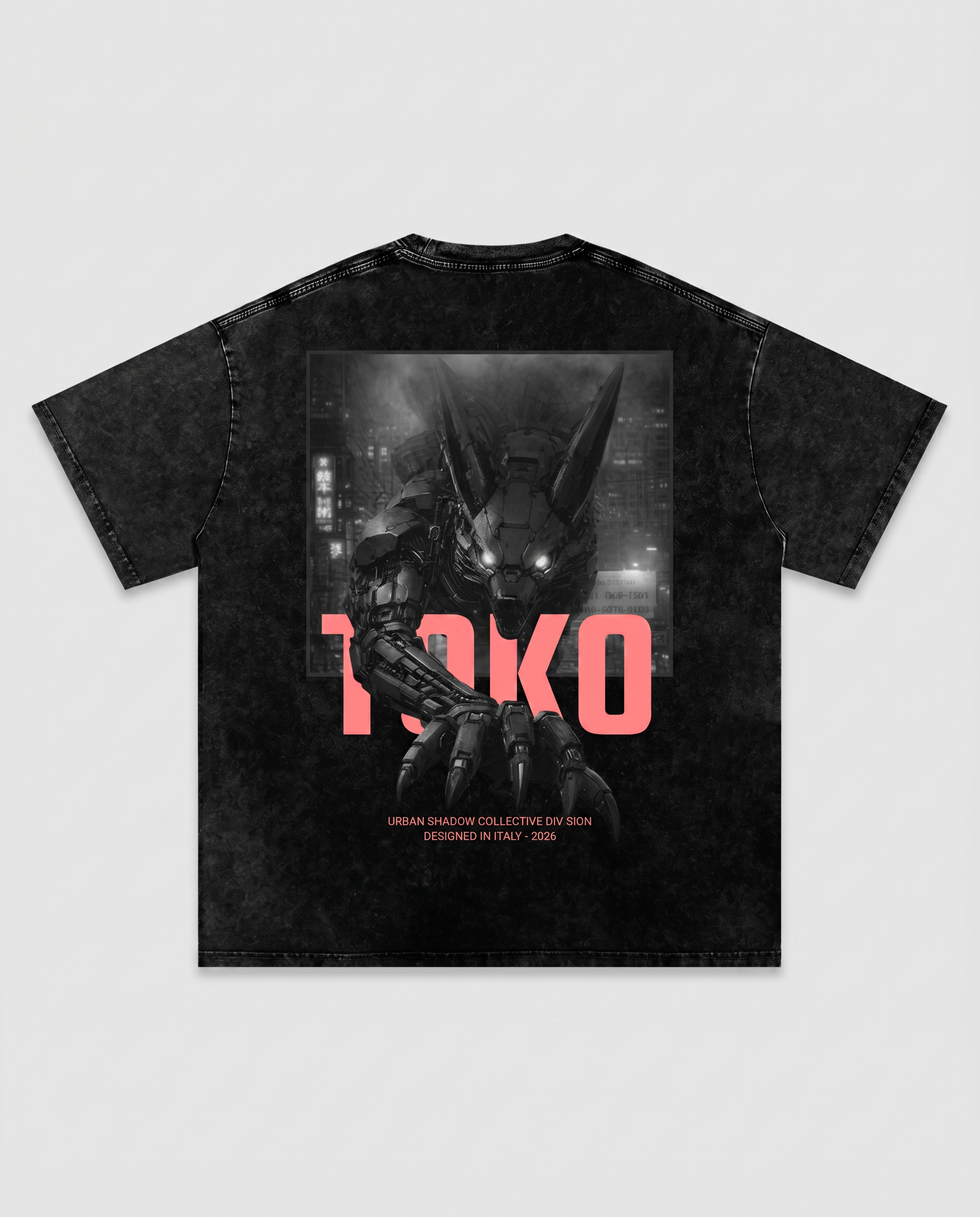Snow Washed Oversized Cotton Fox T-Shirt
