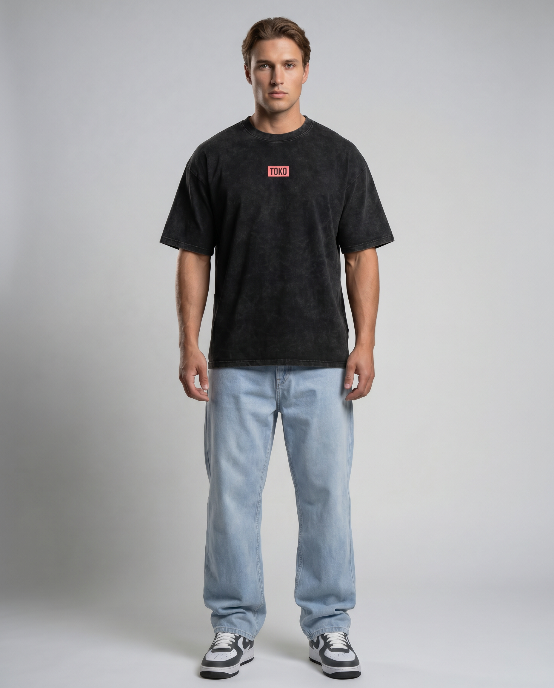 Snow Washed Oversized Cotton Fox T-Shirt