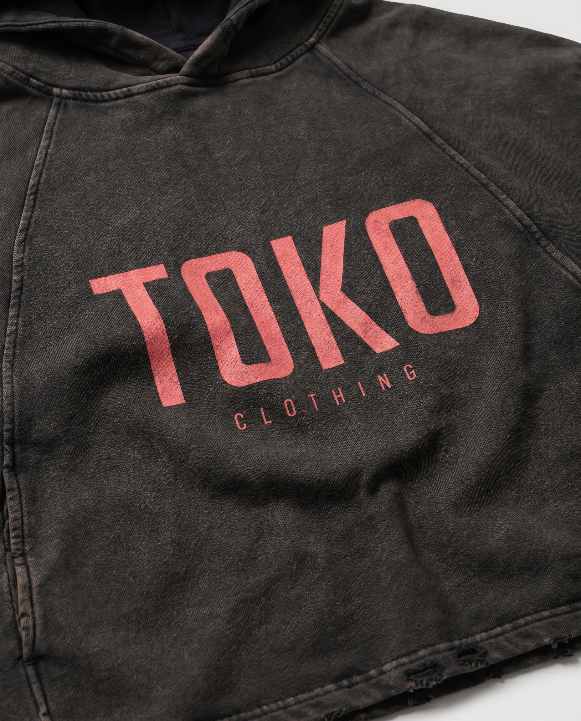 Vintage Washed Frayed-Hem Hoodie