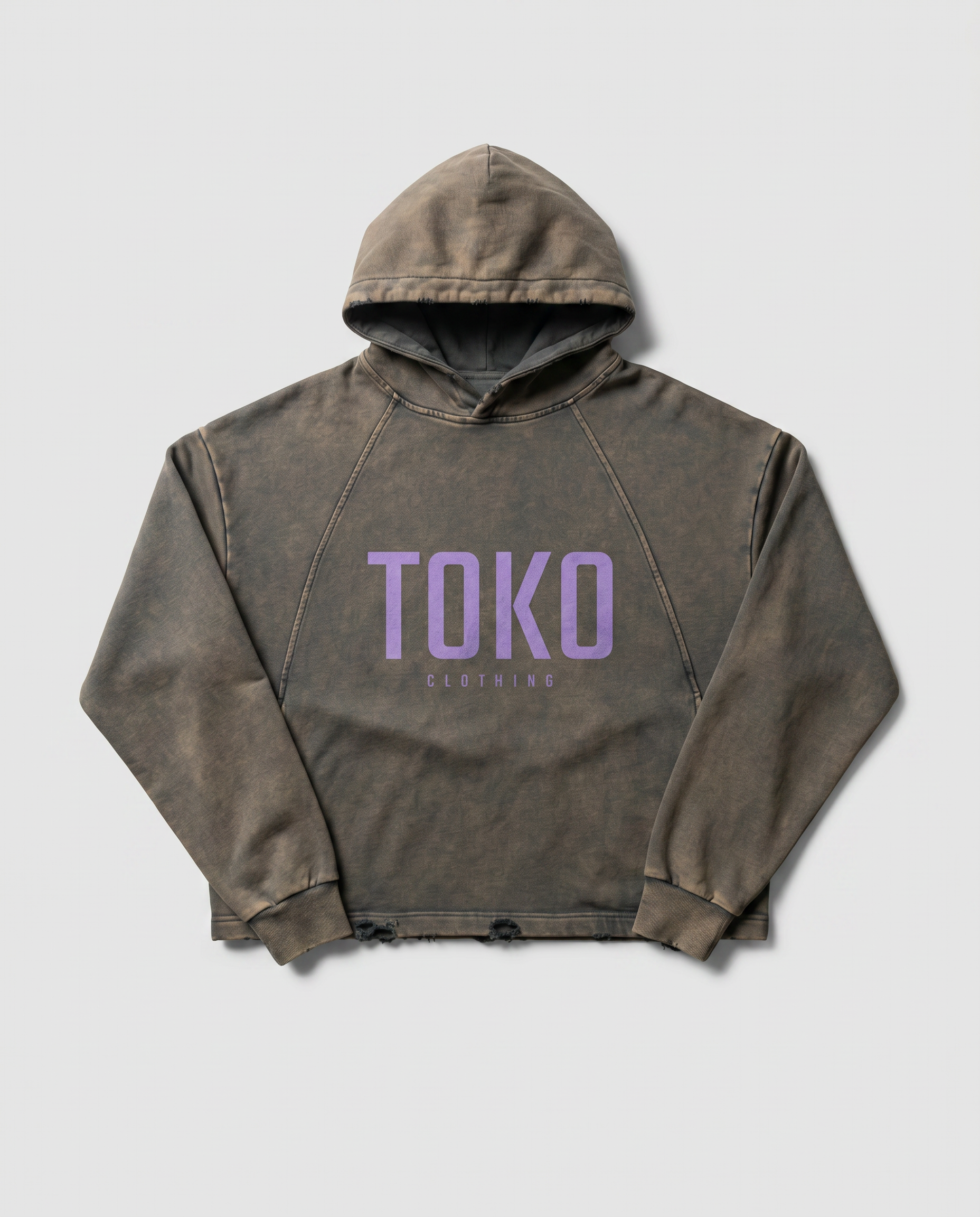 Vintage Washed Frayed-Hem Hoodie