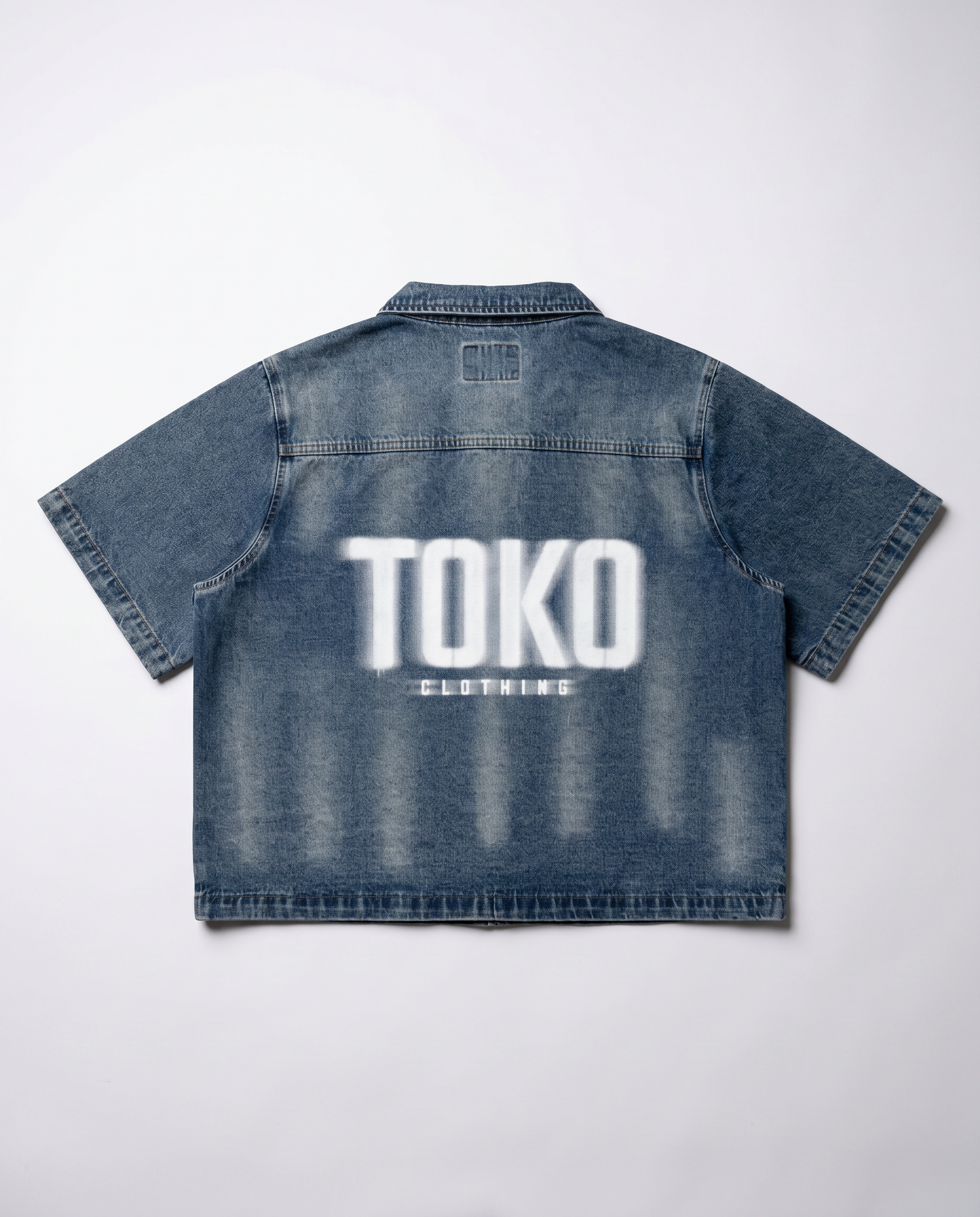 Vintage Washed Full-Zip Denim Shirt