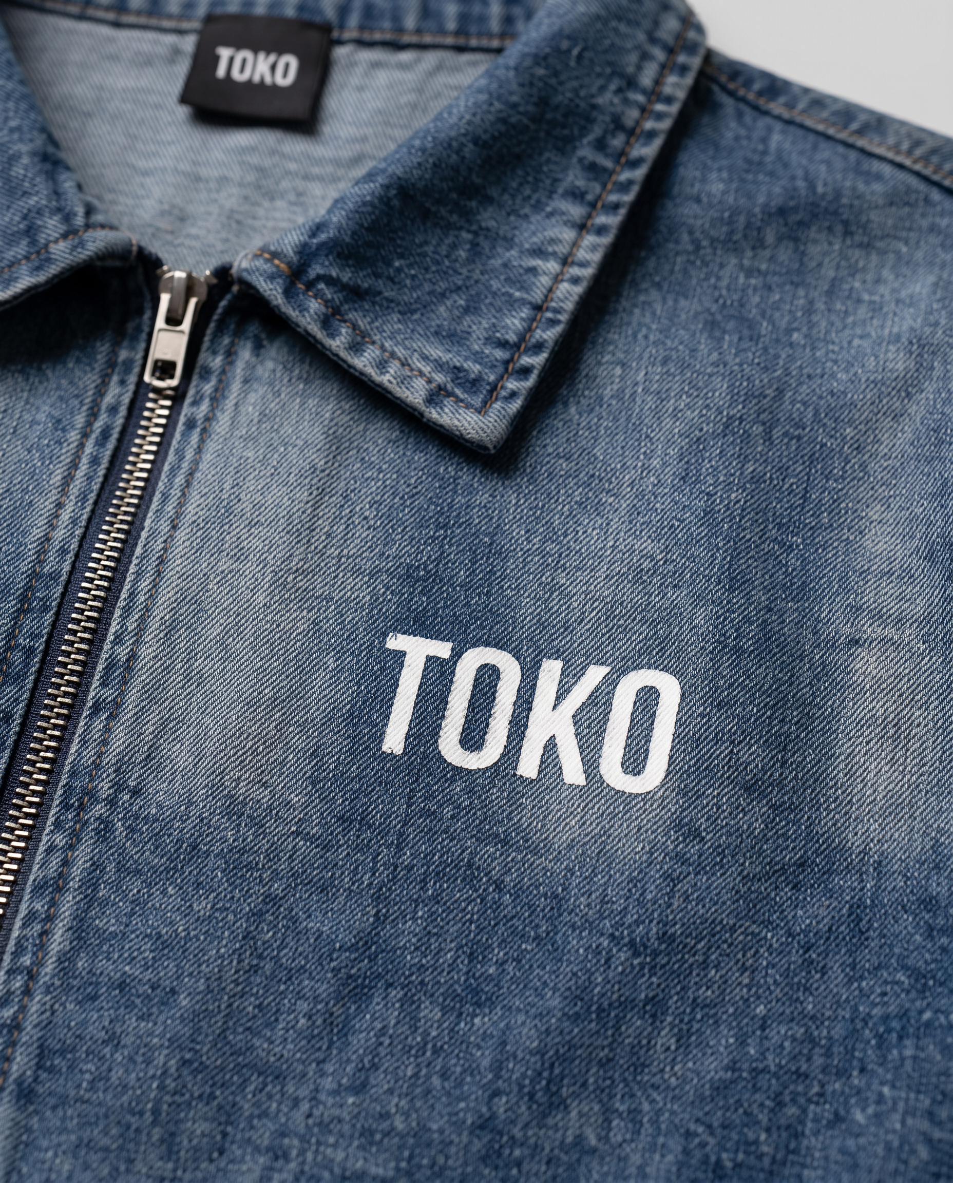 Vintage Washed Full-Zip Denim Shirt