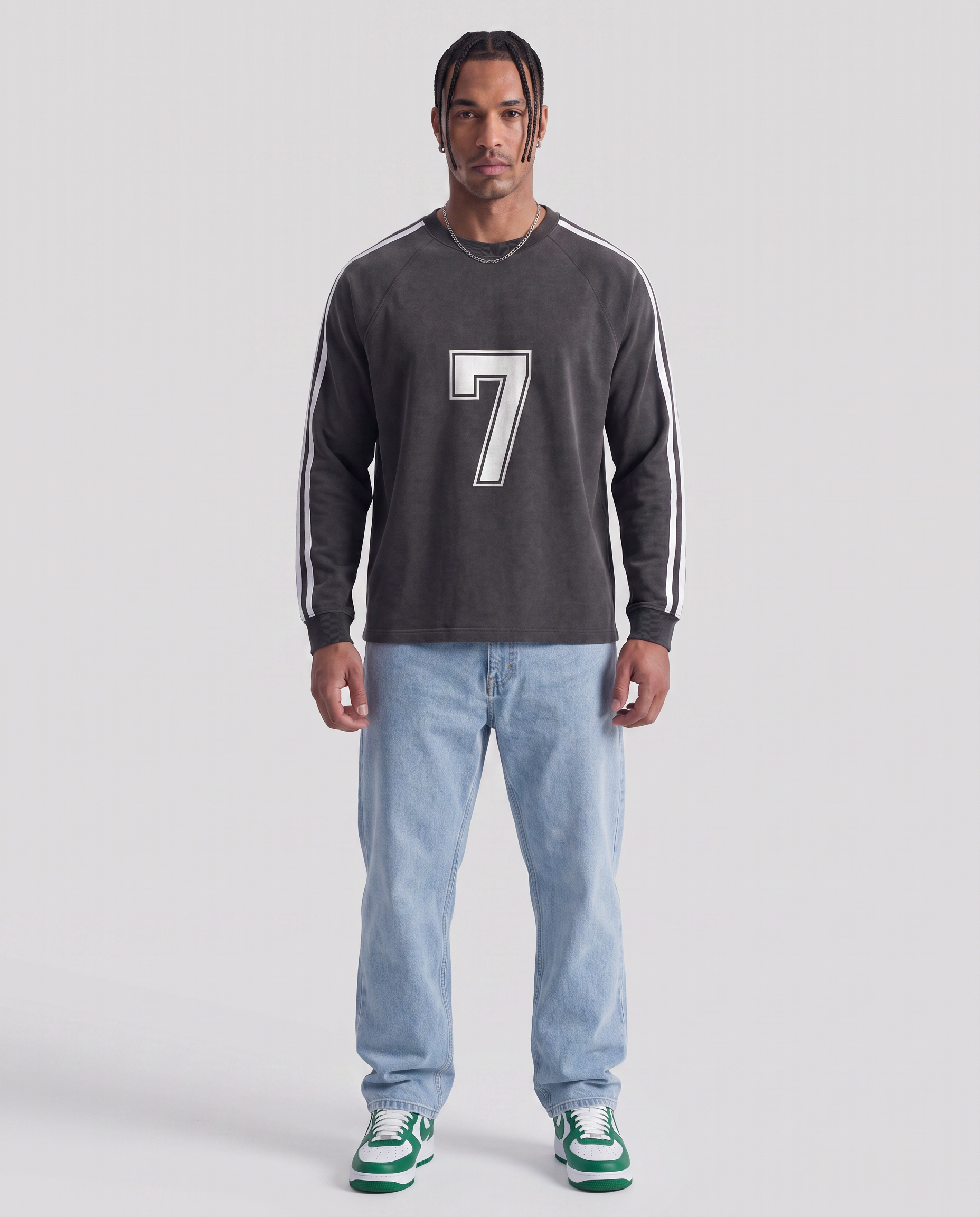 Snow Washed Contrast Tape Sweatshirt