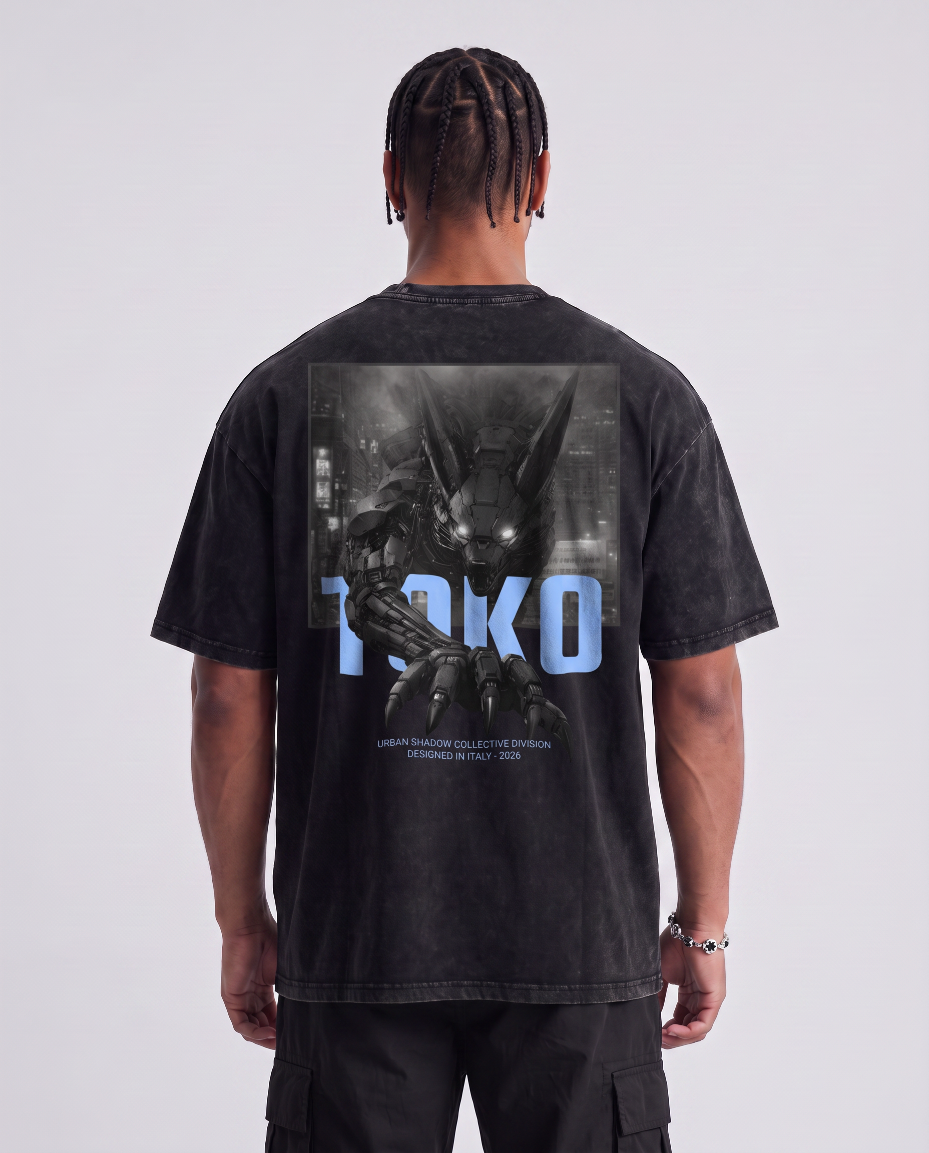 Snow Washed Oversized Cotton Fox T-Shirt