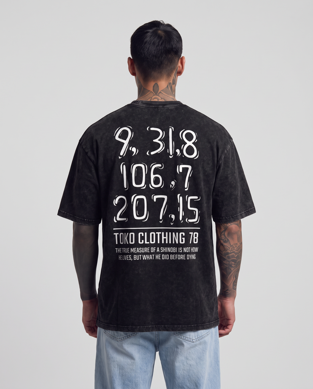 Snow Washed Oversized S-CODE Cotton T-Shirt
