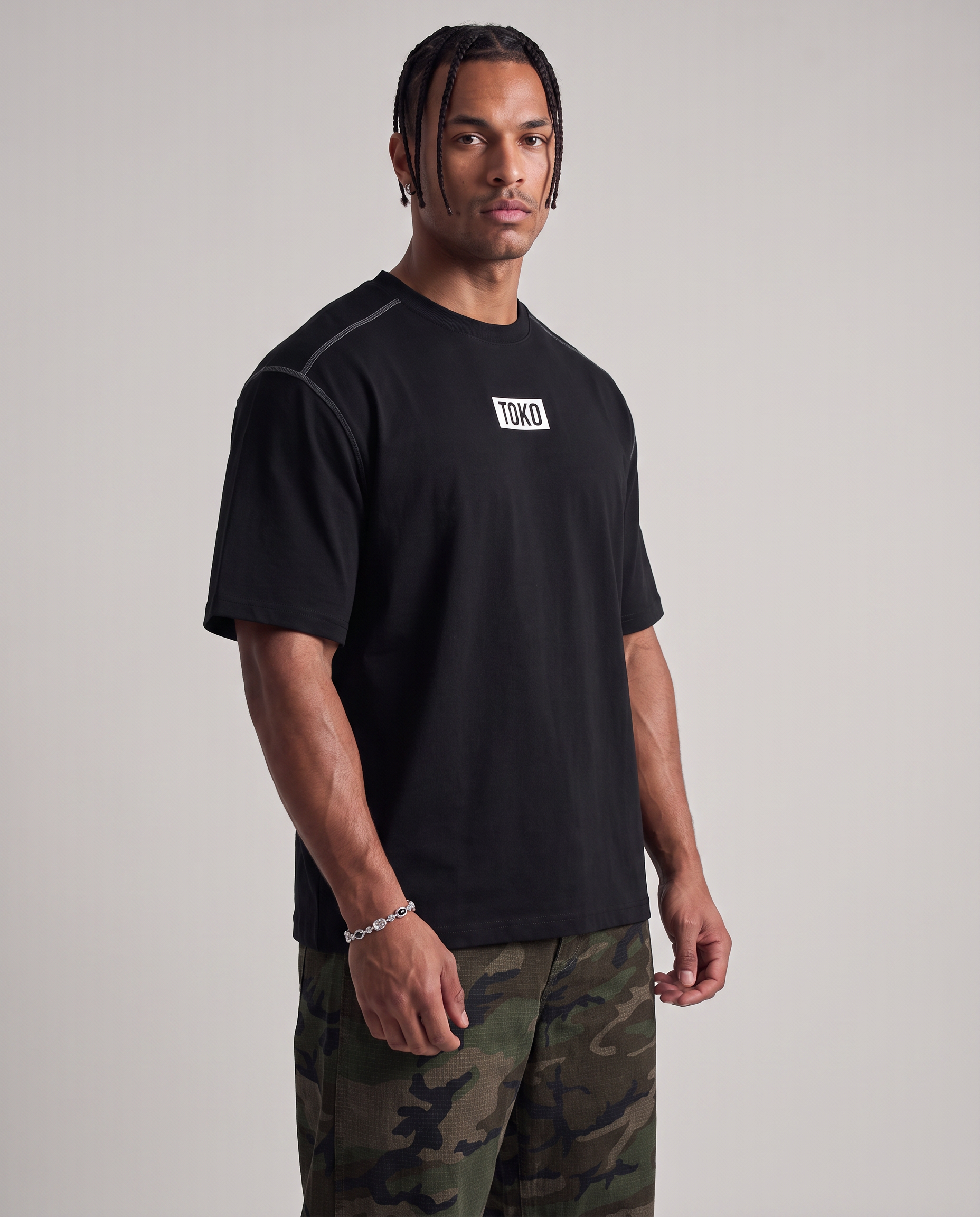 Oversized Contrast-Stitched Cotton Tee
