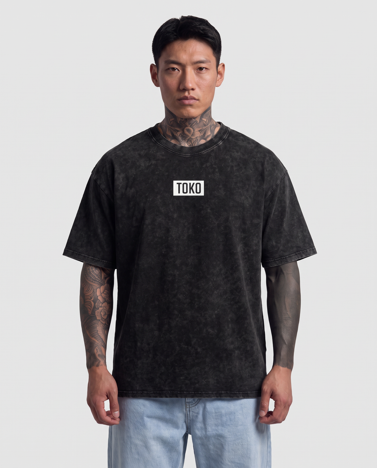 Snow Washed Oversized S-CODE Cotton T-Shirt