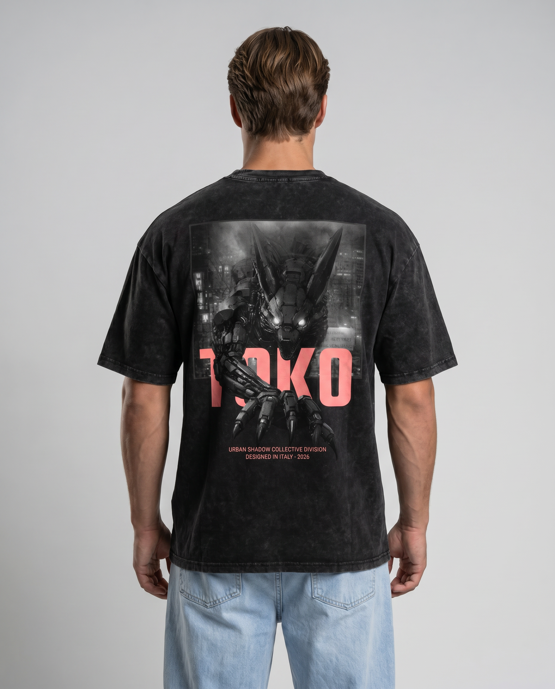 Snow Washed Oversized Cotton Fox T-Shirt