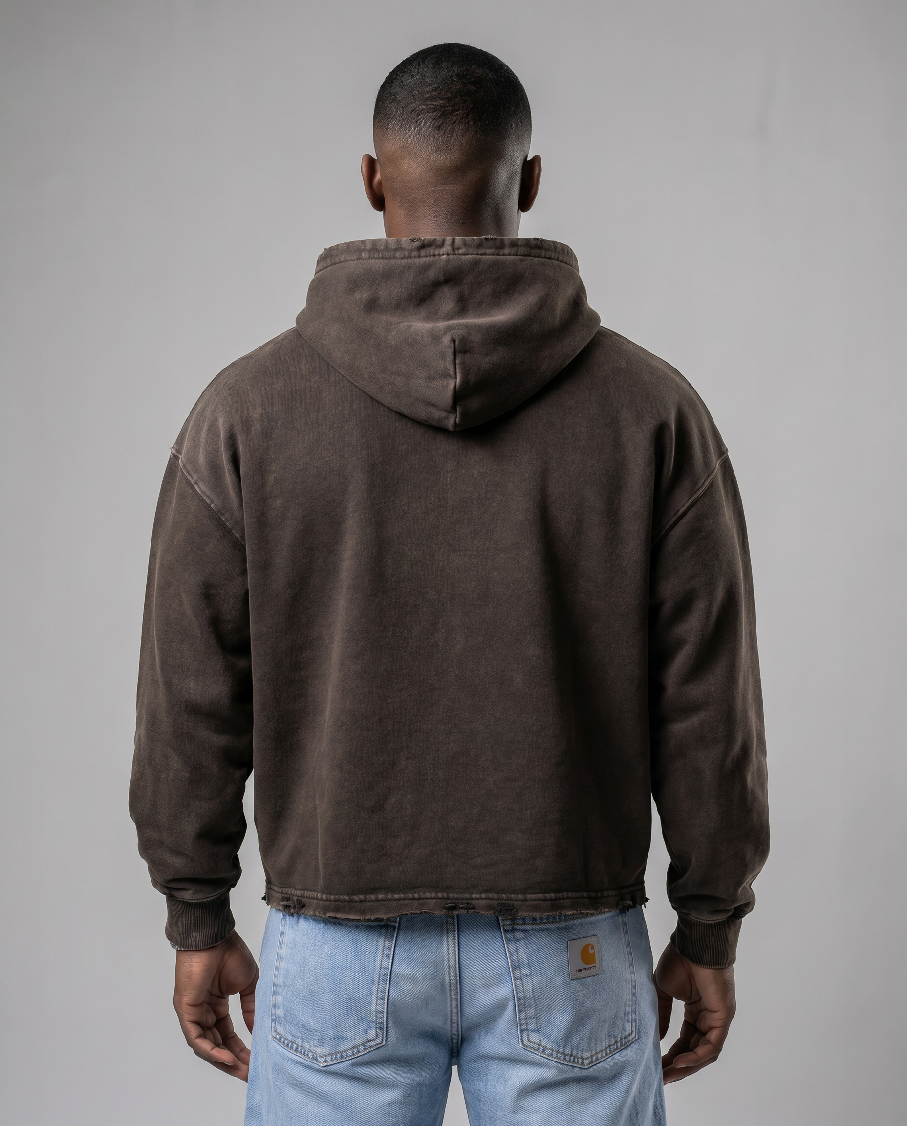 Vintage Washed Frayed-Hem Hoodie