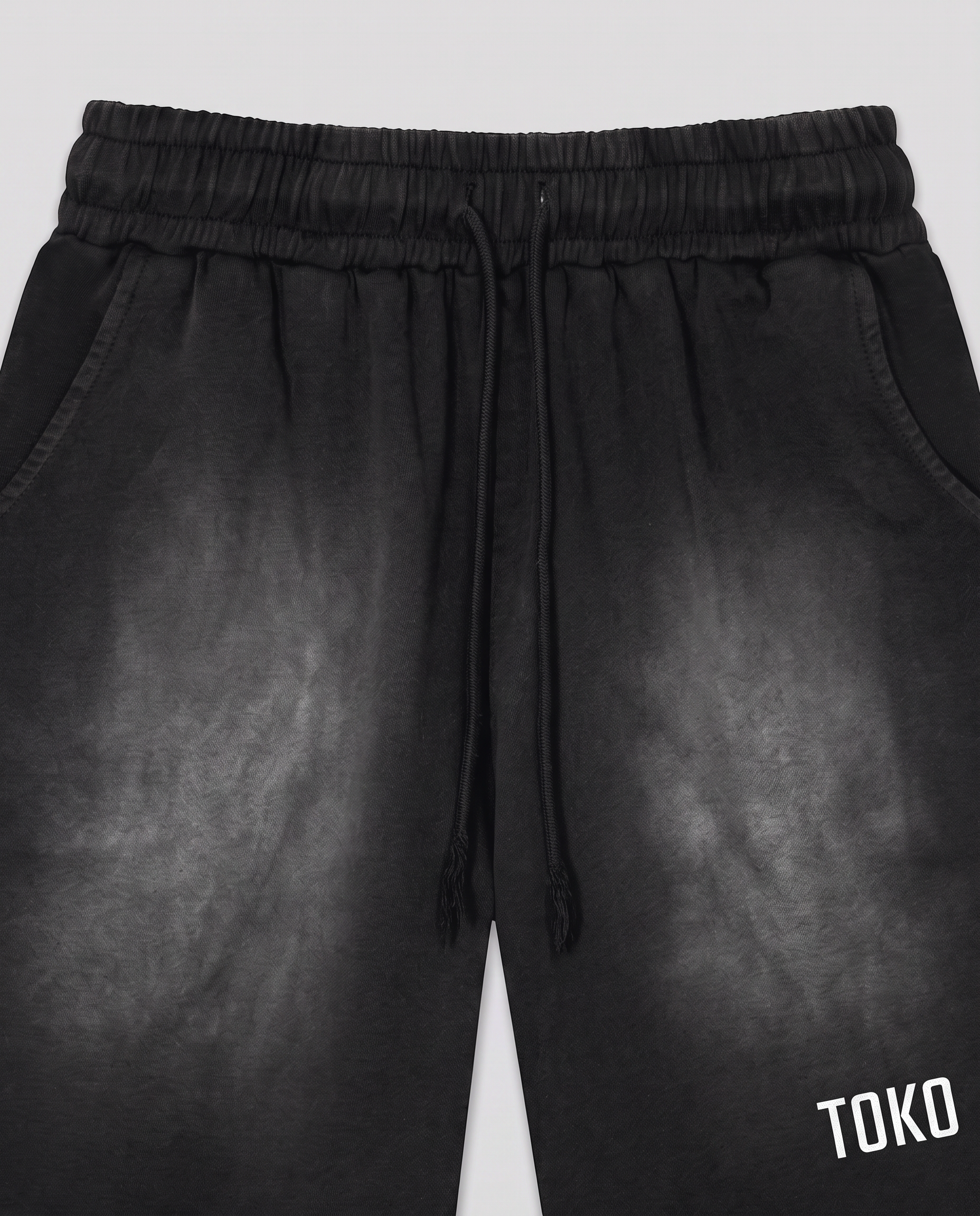 Rectangle Patch Monkey Washed Shorts