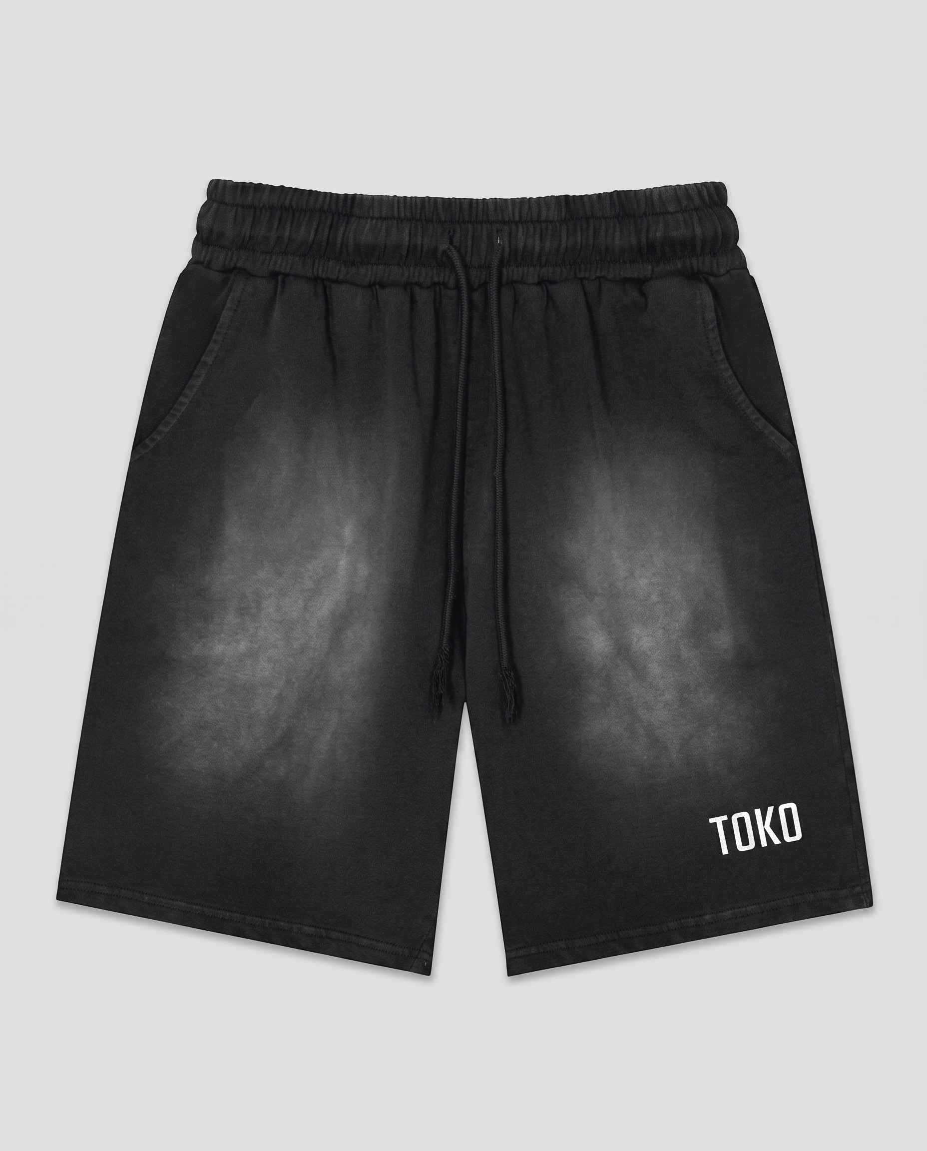Rectangle Patch Monkey Washed Shorts