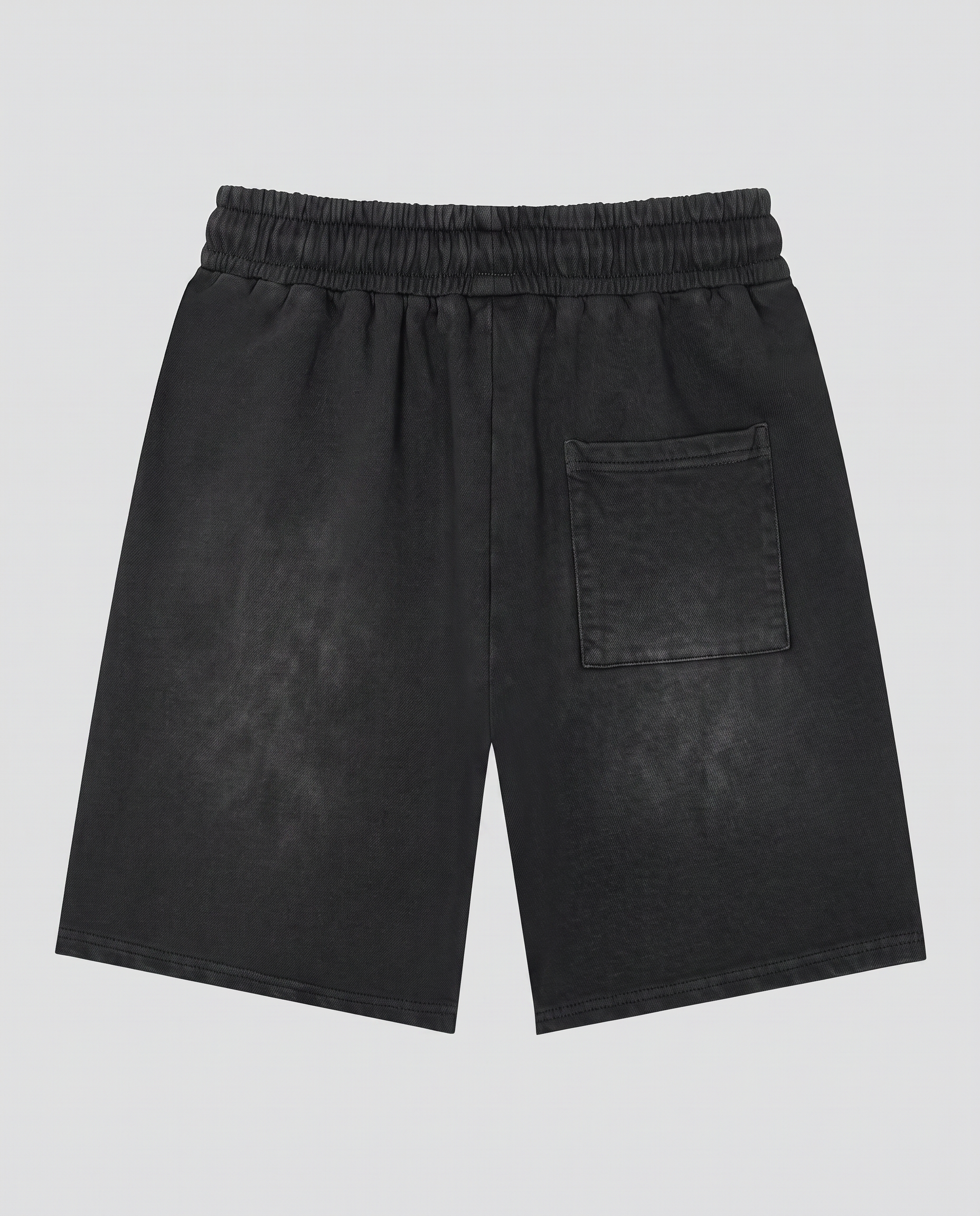 Rectangle Patch Monkey Washed Shorts
