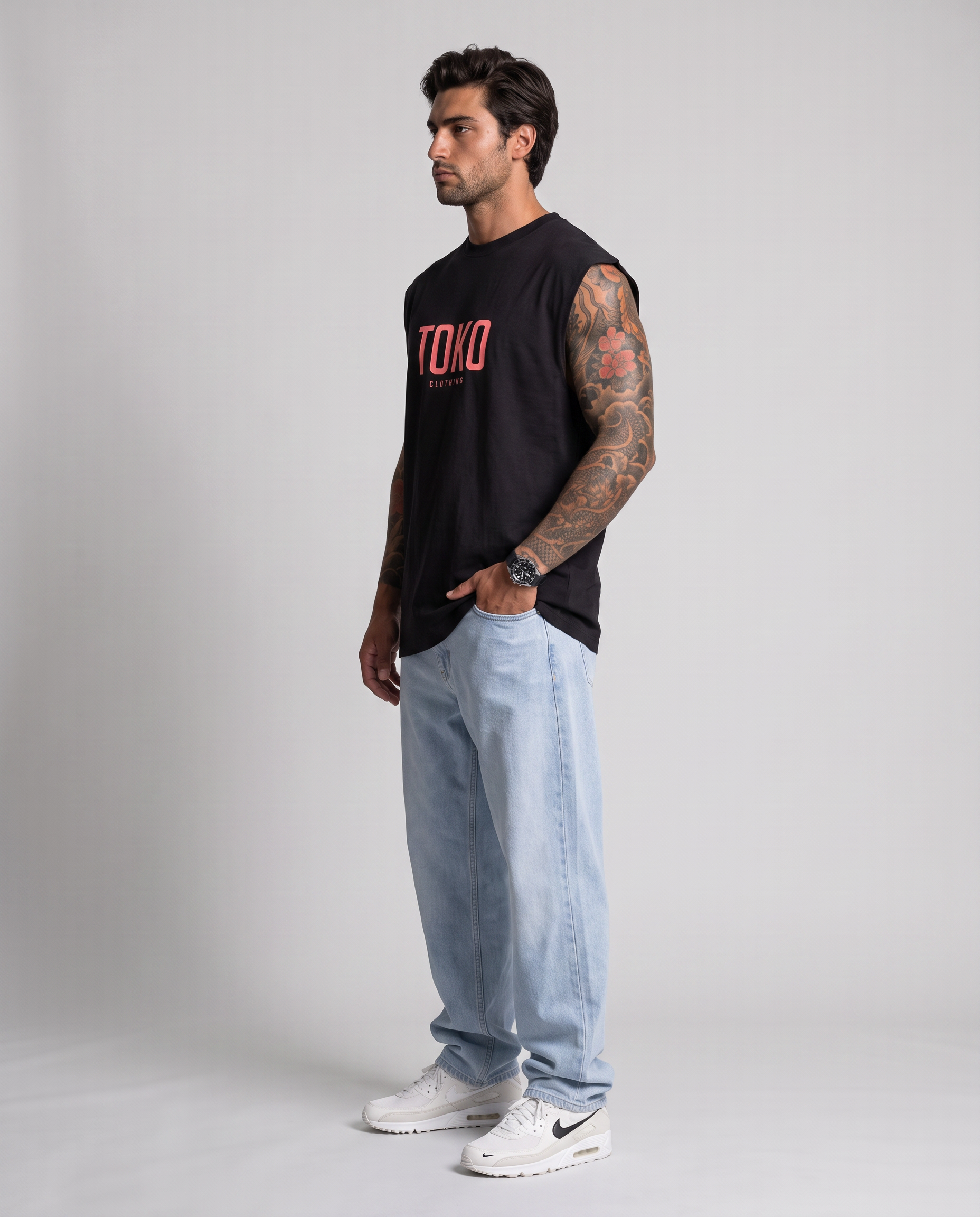 Raw Edge Cotton Tank Top
