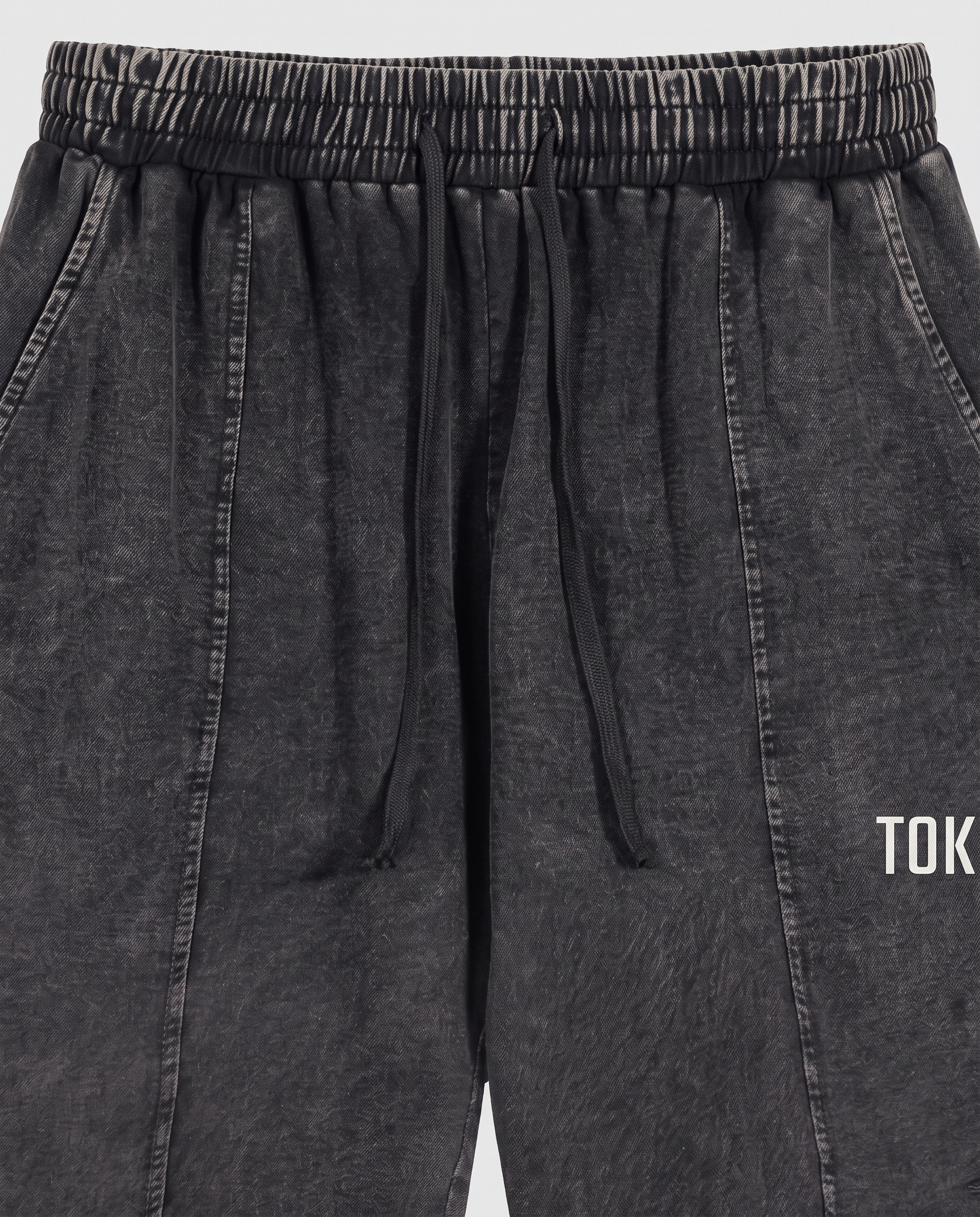 Snow Wash Drawstring Cotton Pants