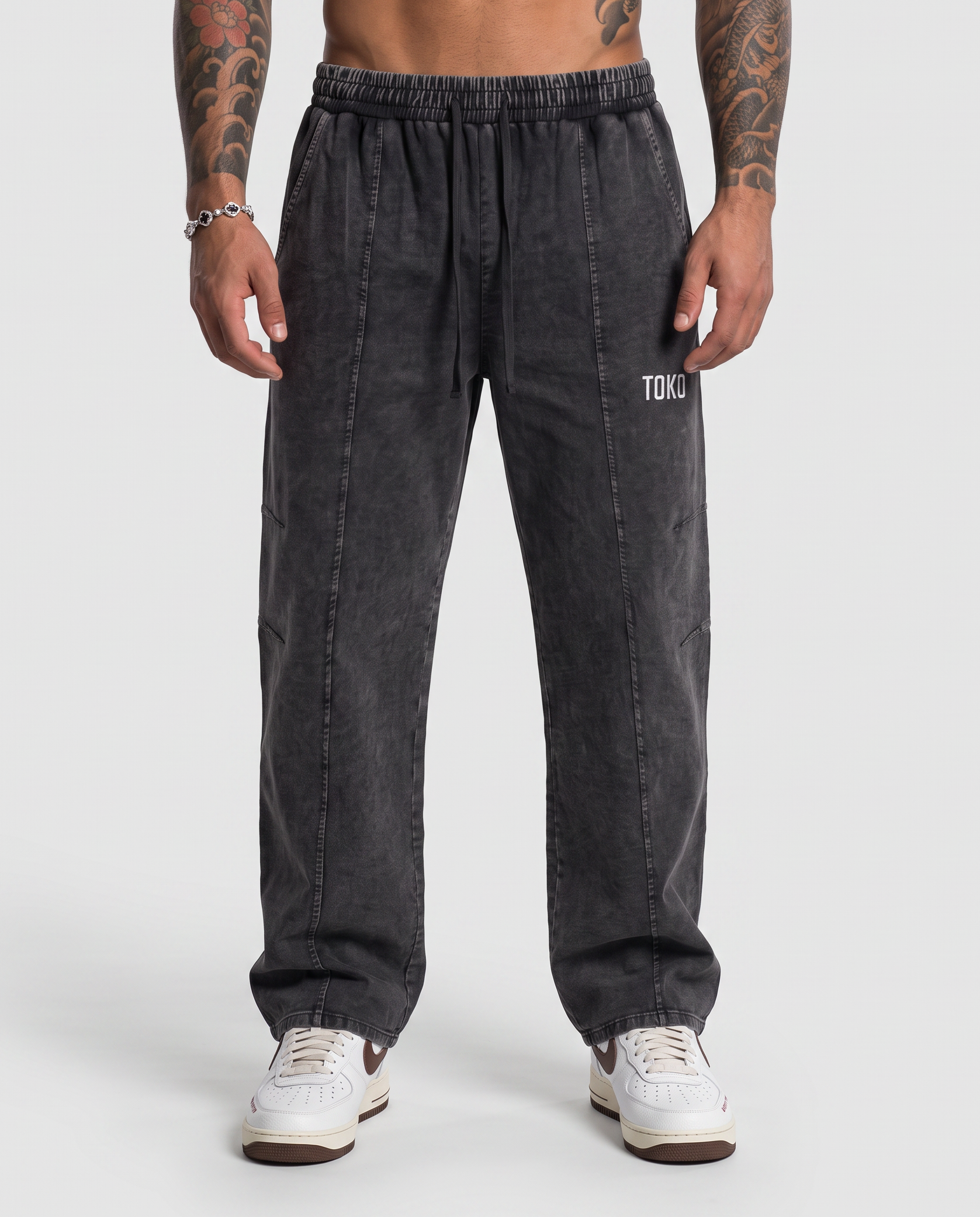 Snow Wash Drawstring Cotton Pants