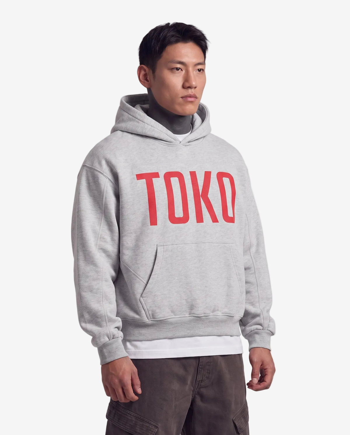 Contrast-Stitched Boxy Fleece Hoodie
