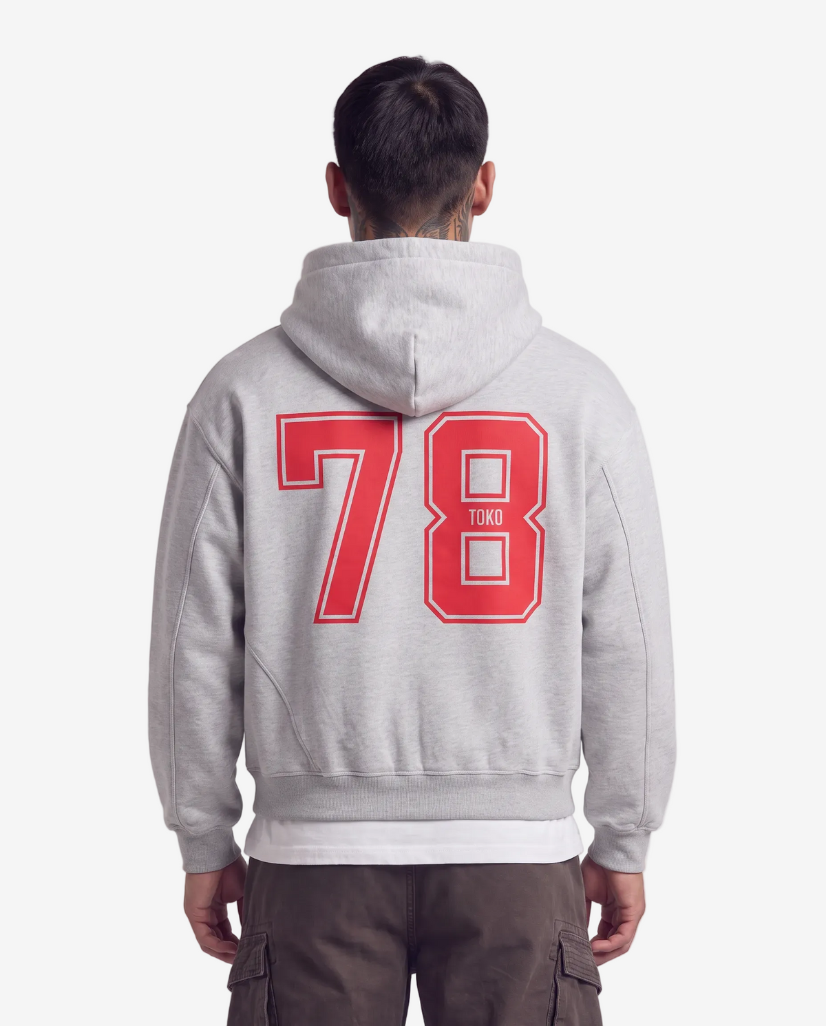 Contrast-Stitched Boxy Fleece Hoodie
