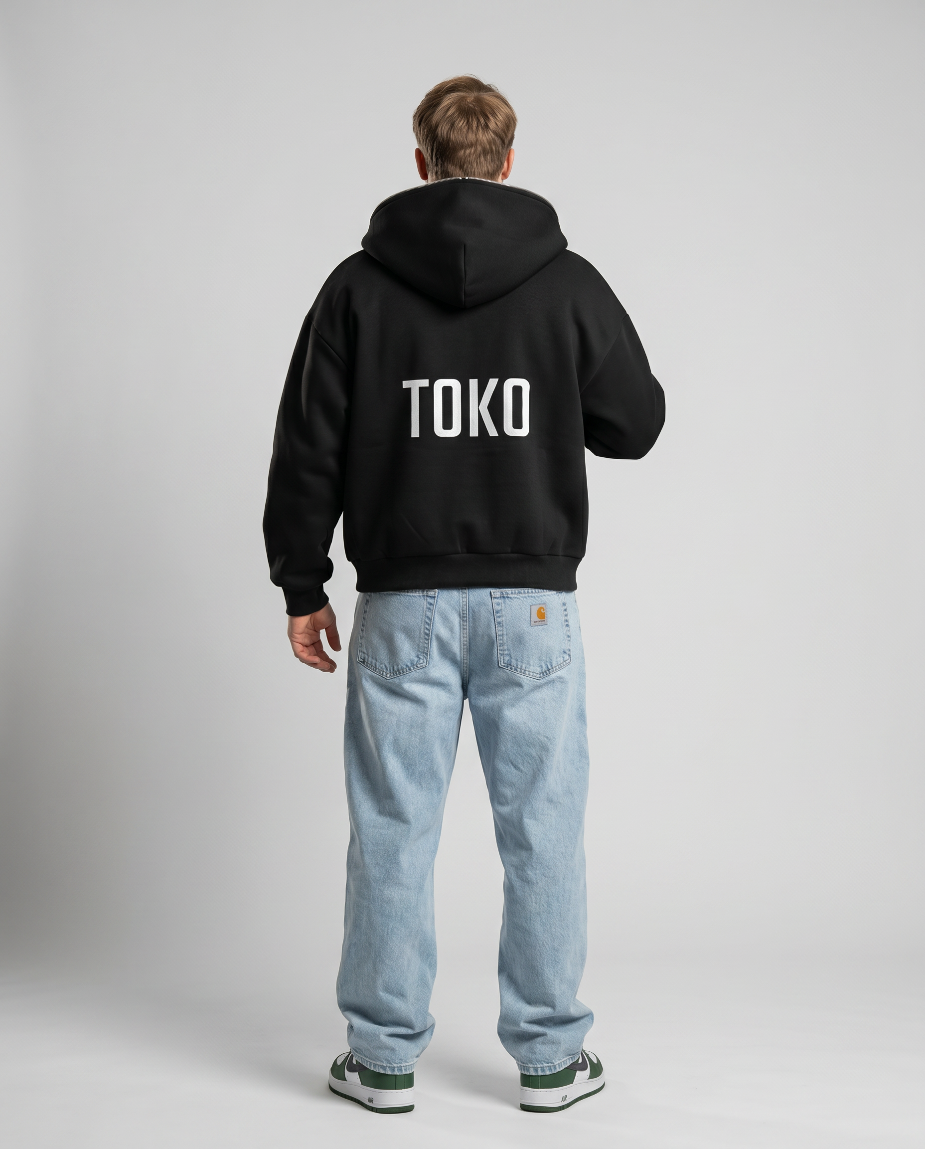 Fleeced Full-Zip Boxy Hoodie