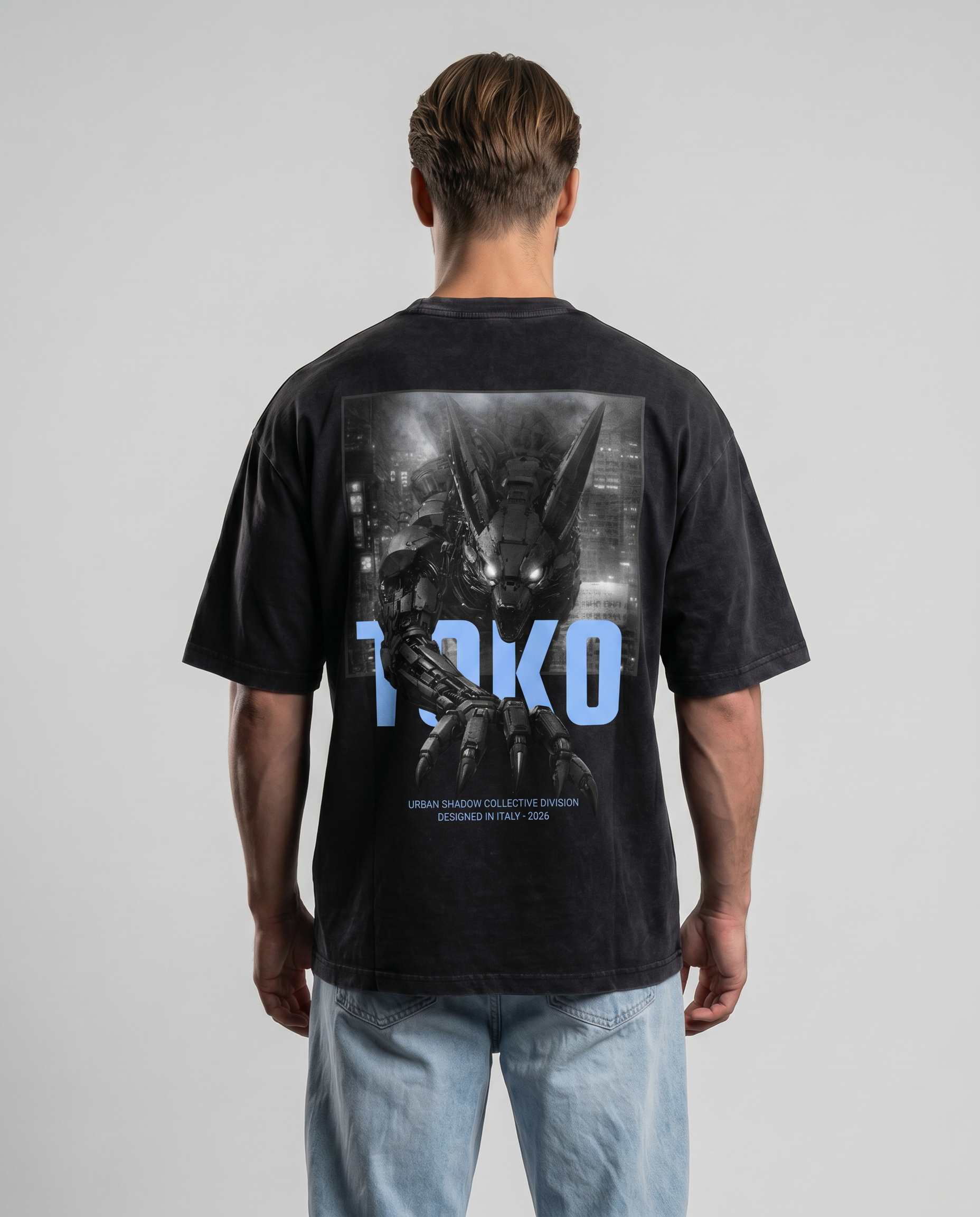 Snow Washed Oversized Cotton Fox T-Shirt